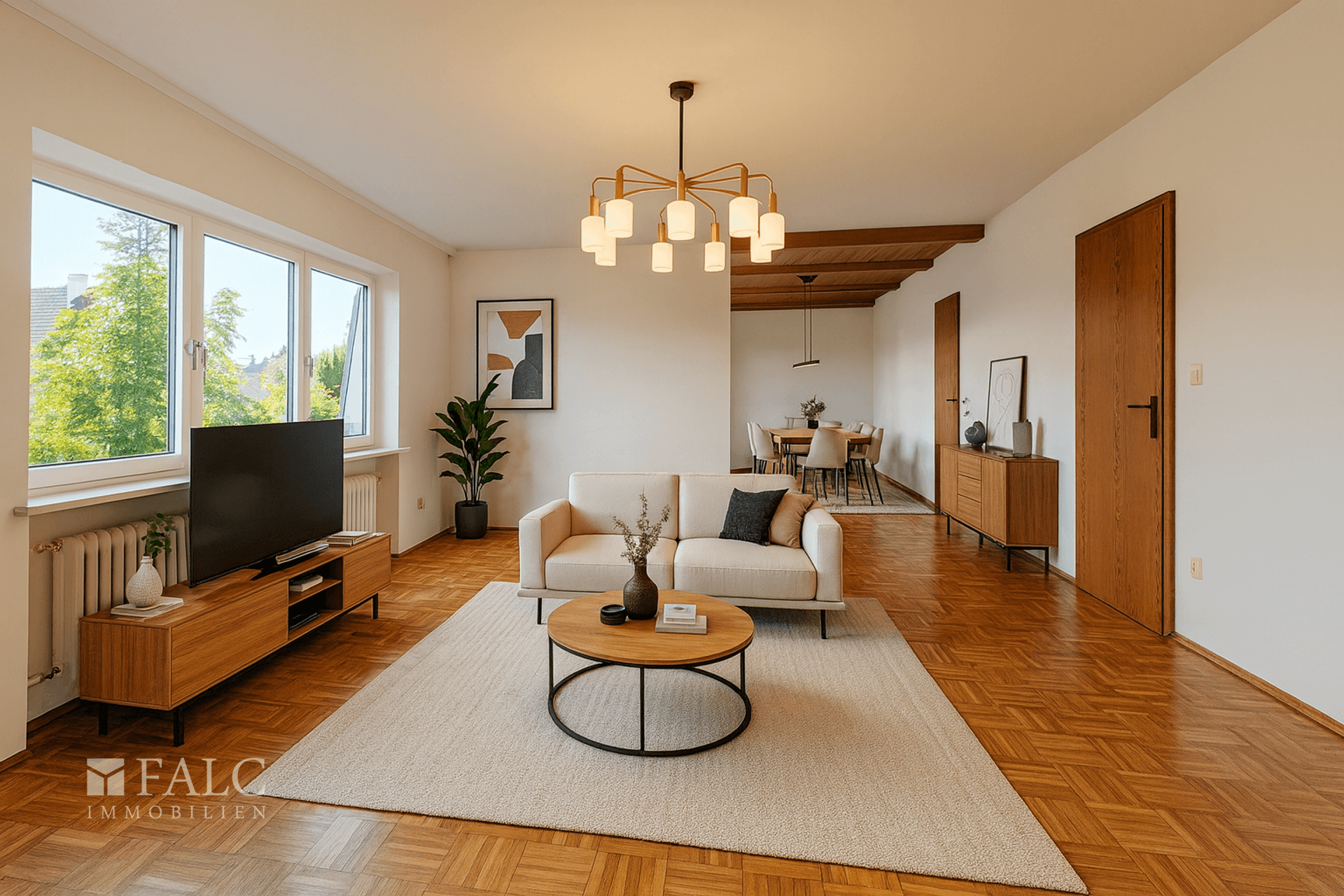 Beispiel für Möblierung - Wohnzimmer und Essbereich